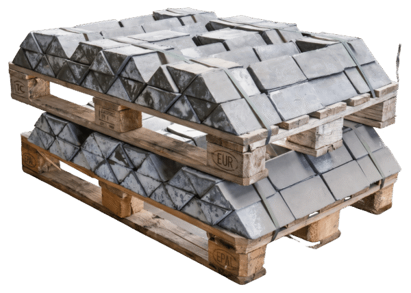 Blocs de plomb de lestage triangulaires de 10 kg sur palette 1000 kg
